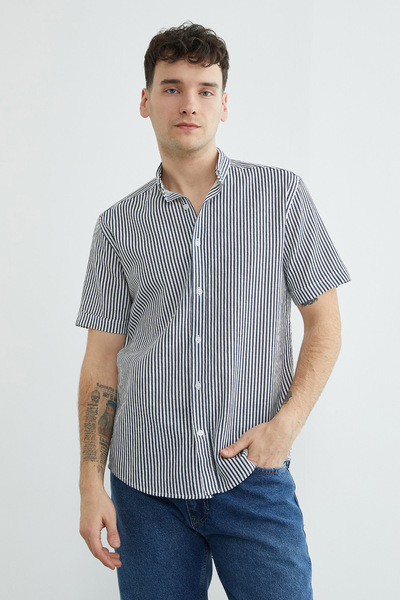 Fulla Moda Prugasto Lan Majica sa kratkim rukavima