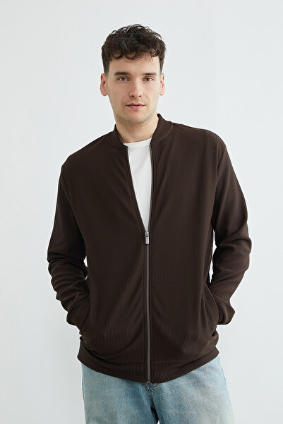 Fulla Moda Rebrasto Visoka kragna Kardigani sa zatvaračem