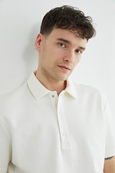 Fulla Moda Buttoned Polo Neck Piqué T-Shirt