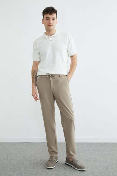 Fulla Moda Παντελόνι από ύφασμα βάφλας με δέσιμο στη μέση