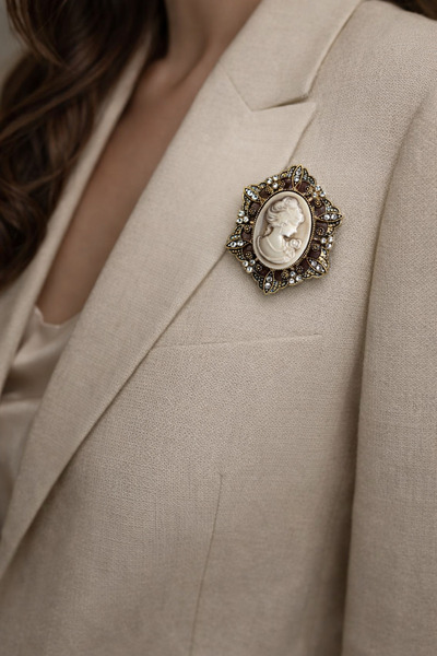 HER ŞEY NOTA www.herseynota.com Bordo Taşlı Vintage Cameo Kadın Figürlü Metal...