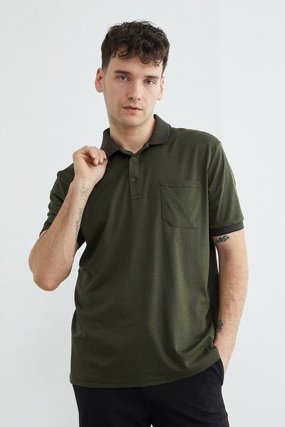 Fulla Moda Μπλουζάκι με ένα τσεπάκι και λαιμόκοψη πόλο