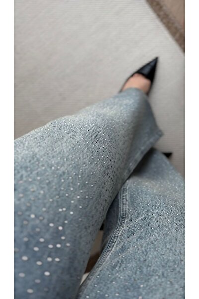 BUTİKMELİSATEZCAN Taşlı Bol Paça Jean