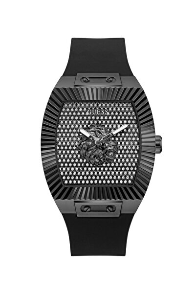 Guess Mens Black/Gunmetal/Grey Rectangle Analog Watch