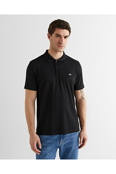 Gant Erkek Siyah Regular Fit Logolu Polo Yaka T-Shirt
