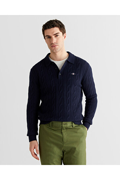 Gant Erkek Lacivert Regular Fit Polo Yaka Triko