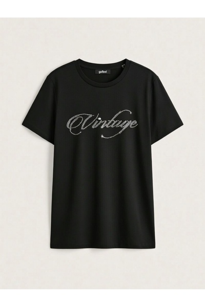 Gofeel Unisex Oversize kroj Vintage Glitter Sa kamenčićima T-shirt