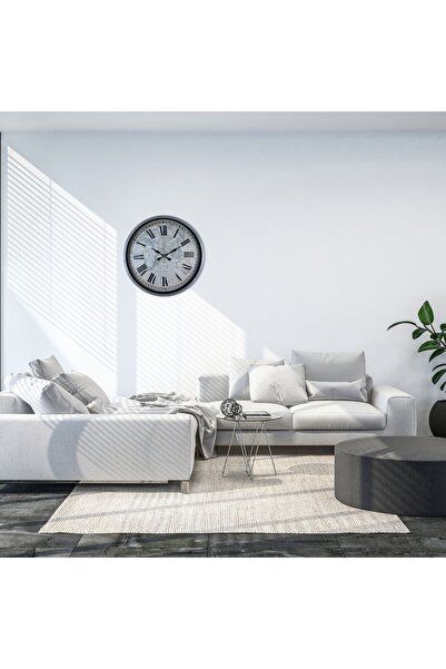 Lunaev ساعة حائط أطلس بتصميم عصري باللون الرمادي مقاس 36 سم