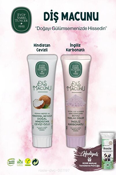 Eyüp Sabri Tuncer Diş Macunu 90 ml, İngiliz Karbonatı ve Hindistan Cevizi Özl...