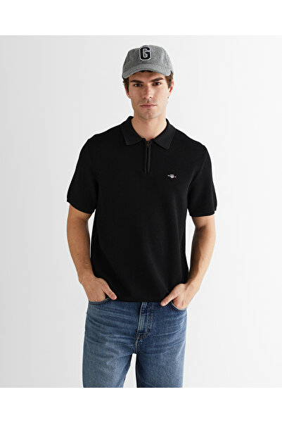 Gant Erkek Siyah Standart Fit Polo Yaka Triko