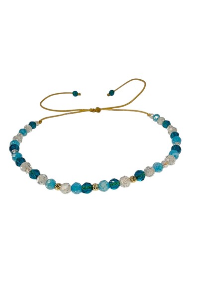 Zephyrs Bijoux Sky Bracelet – Zirconium Crystals and 3 14K Gold Balls (2 mm)