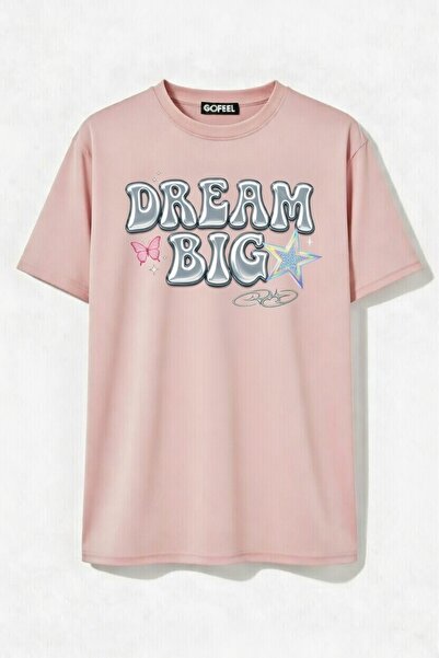 Gofeel Unisex Oversized Pink Dream Big Detailed T-Shirt