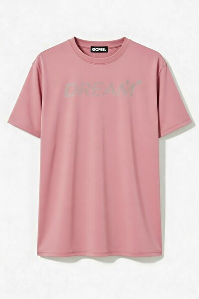 Gofeel Unisex Oversized Pink Angel Glitter Stone T-Shirt