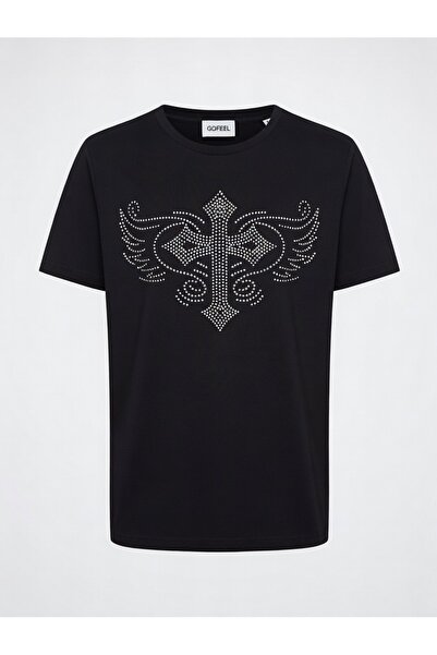 Gofeel Unisex Oversize kroj Plemenski krilac sa sjajem Sa kamenčićima T-shirt