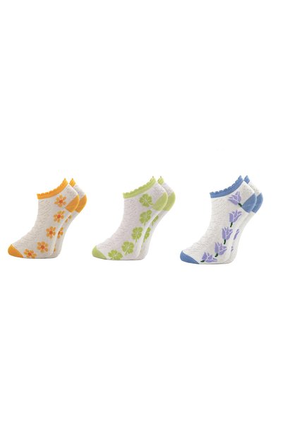 STOCALZE Set of 6 Women's Summer Booties Socks. Kabartma Floral Print , Breathable, Soft Women's Socks