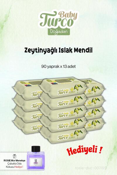 Baby Turco 13 Pack Olive Oil Wet Towels 90's and Rosie Fragrance Gift