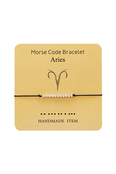 EFAYN.RO Aries zodiac morse code bracelet, silver, handmade, black, EFAYN, un...