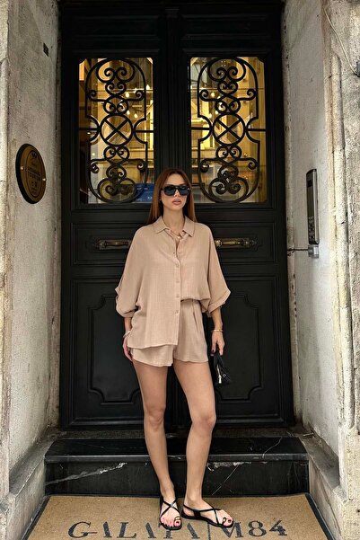 MyLoore Set de două piese pentru femei, cămașă și pantaloni scurți, în culoar...