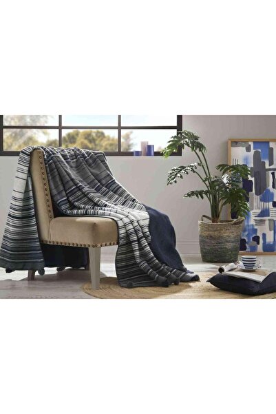 Özdilek Ćebe Pamuk Prugasti pompon Bračni Plavi