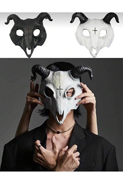 La Saade Dark Relic Mask-Siyah Karanlık Ritüel Motifli, Boynuz Detaylı Gotik ...