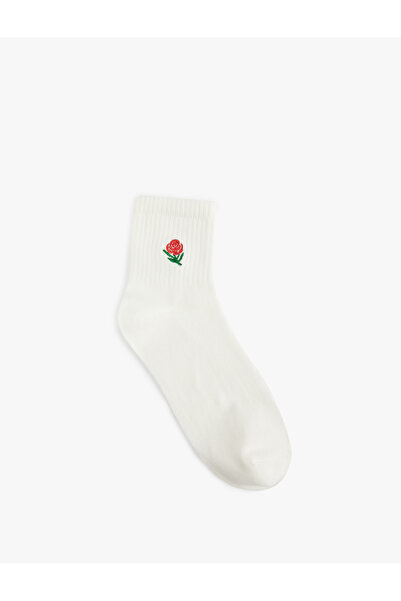 Koton Flower Embroidered Socks