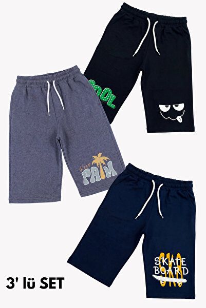 FYK COLLECTİON Pachet de 3 pantaloni scurți Capri pentru băieți, cu imprimeur...