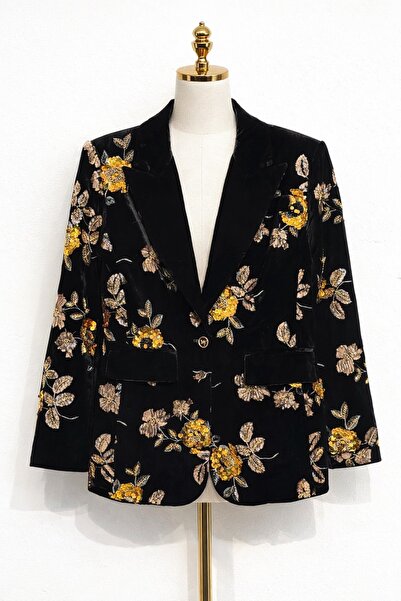 Civico Italy Velvet jacket with appliqués and embroidery