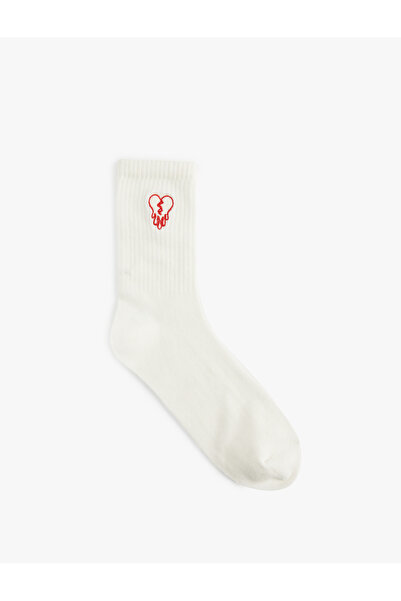 Koton Socket Heart Embroidered Tennis Socks