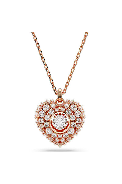 Swaroski Idyllia Pendant: Crystal pearl, heart shape, white, rose gold plated...