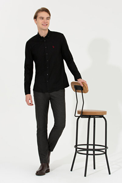 U.S. Polo Assn. Men's Black Long Sleeve Basic Shirt 50256698-Vr046