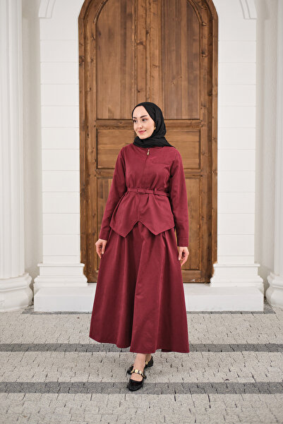 LOCCO Γυναικεία φούστα με λεπτομέρεια τσέπης και φερμουάρ Ζώνη Με δέσιμο Σετ ...