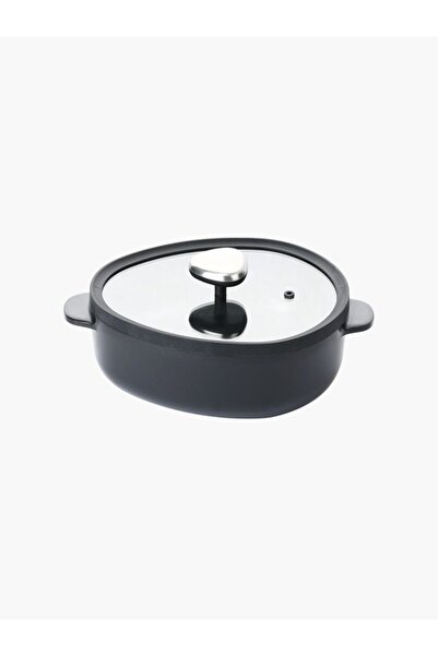 NEOFLAM Fika Apex - Black, Low Casserole 26cm with Silicone rim glass lid, Sp...