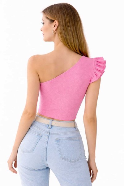 CASUALSTYLE Single Lever Ruffled Slim Fit Stretchy Textured Cropped