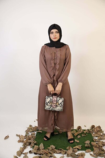 Libas lab Abadi- Classic chiffon fully lined maxi dress with button down ruff...