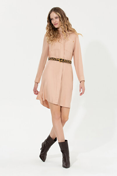 U.S. Polo Assn. Γυναικείο Φόρεμα από Ύφασμα σε Πούδρα 50256634-VR042