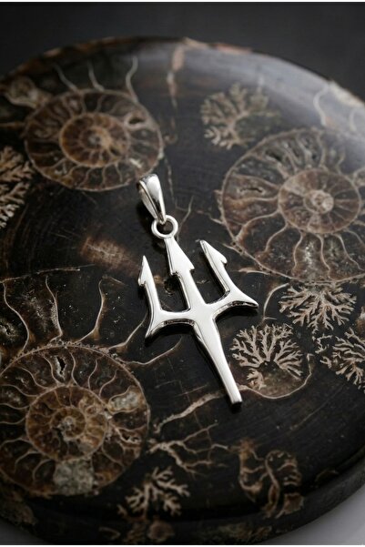 Ebrar Silver Gümüş Mızrak Kolye Ucu 925 Ayar Gümüş Poseidon Mızrağı Figürlü E...