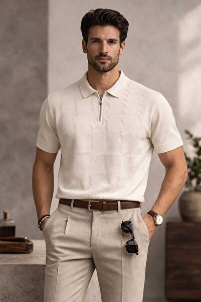 Castello ERKEK FERMUARLI POLO YAKA KISA KOLLU TRİKO T-Shirt