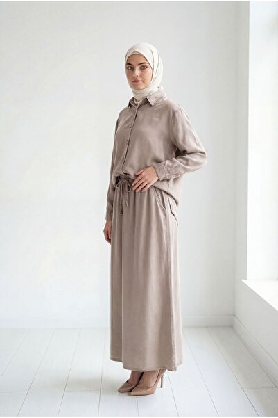 MİHRA STORE Σετ Φούστας Τεσεττούρ Αϊσίμα-MA2145 Πέτρα