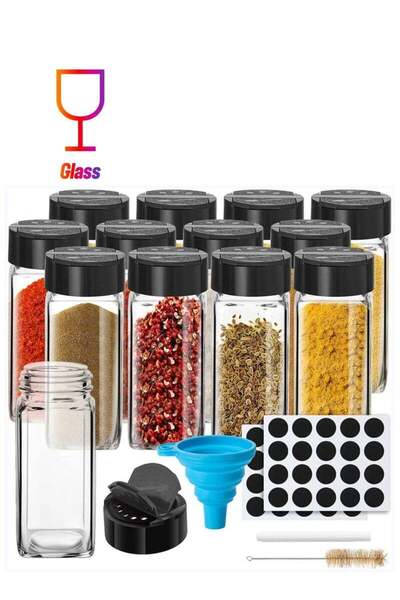Arabest Spice Jars with Labels, Glass Spice Jars with Lids, Spice Box set wit...