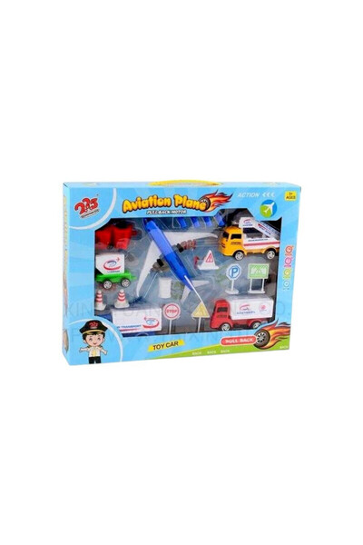 Toybox مجموعة مركبات المطار مع طائرة