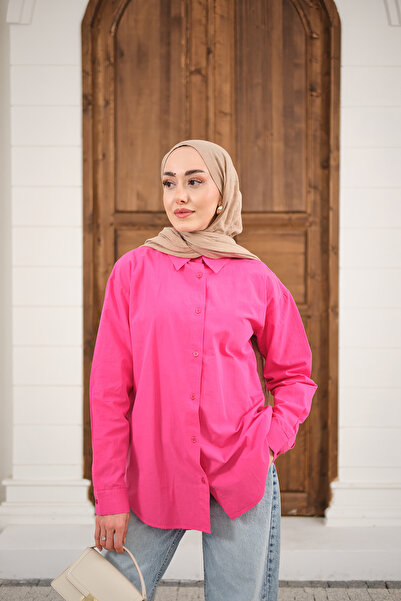 LOCCO Women's Plain Oversized Shirt Pink