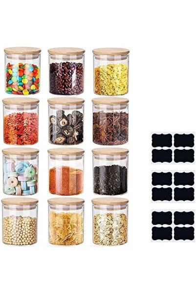 Arabest 12-Piece Glass Storage Jars with Airtight Lids, Labels for Coffee Tea...