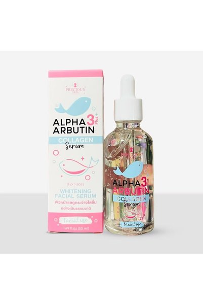 PRECIOUS SKIN Alpha Arbutin 3 Plus Collagen Brightening 3pc Combo Set – Face Cream, Body Serum & Facial Serum Set