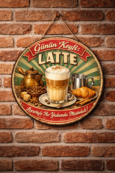 Mayeka Ornament decorativ pentru ușă de perete, cu tematică cafea latte, retr...