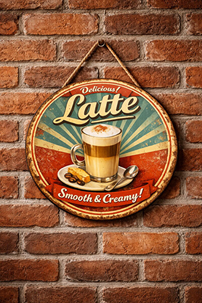 Mayeka Ornament decorativ pentru ușă de perete retro cu cafea latte, panou di...