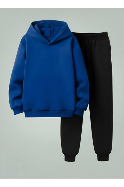 VODEXA Kids Boys Hooded Sade Printed 3 İplik Ş Brushed Inside Sweatshirt - Tr...