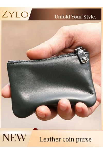 Zylo Genuine Leather Small Zipper Pouch Coin Purse Change Holder for Women An...