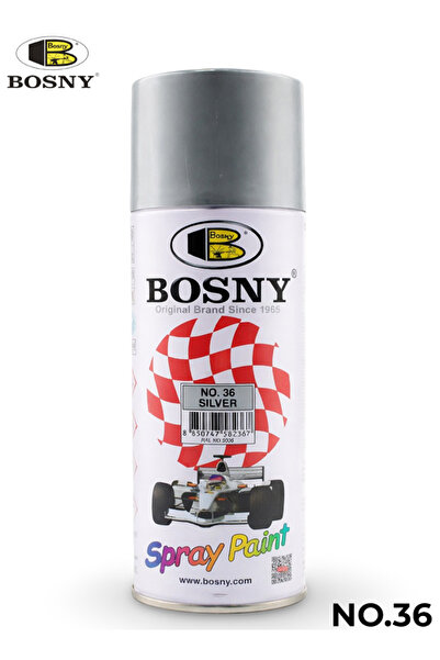 Bosny Spray Paint No.36 Silver Multi Surface Fast Dry High Gloss Wood Metal W...
