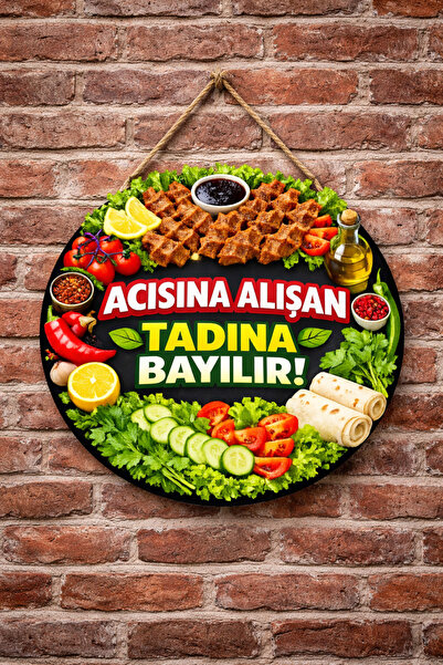 Mayeka Çiğ Köfte Dükkanı İçin Duvar Kapı Tablo Süsü Ahşap Askılı Pano Tabela ...