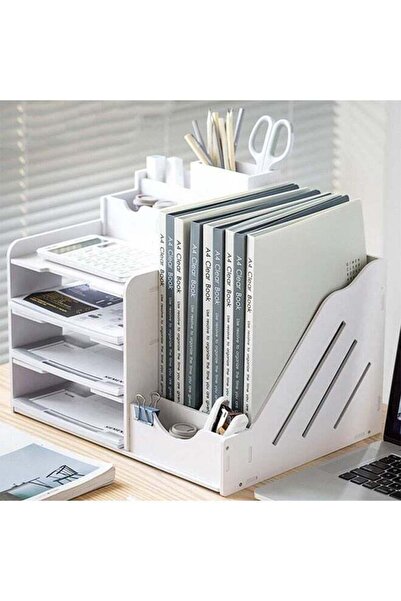 Arabest 4-layer white multi-purpose supplies storage box for folders and lett...